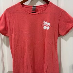 Trader Joe’s Hibiscus Logo T-Shirt Women’s Large Coral Short Sleeve Cotton